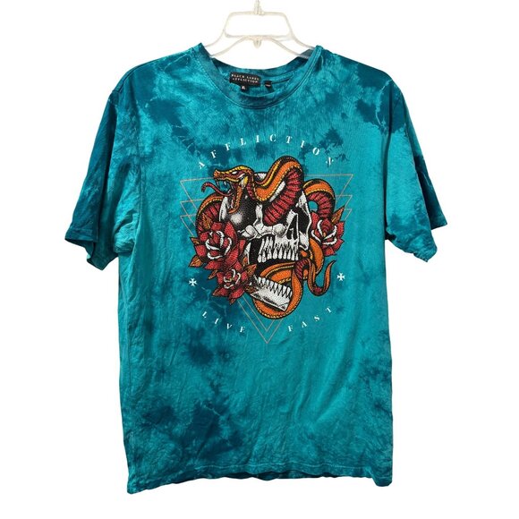 Black Label Affliction t-shirts size XL short sleeve turquoise women tee. - Picture 1 of 12